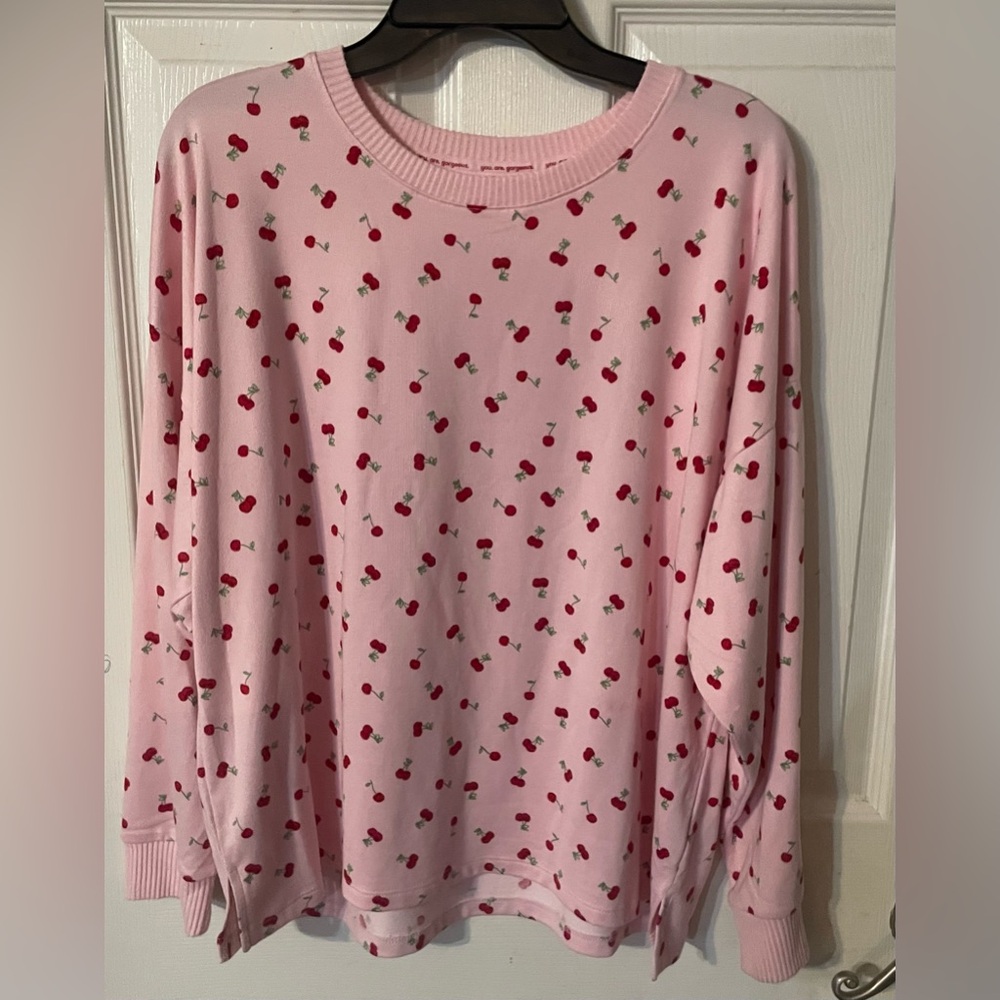 Joyspun Cherry Hacci Knit Sleep Lounge Top XL 16-18 Pink Strawberry Smoothie NWT - Picture 8 of 12
